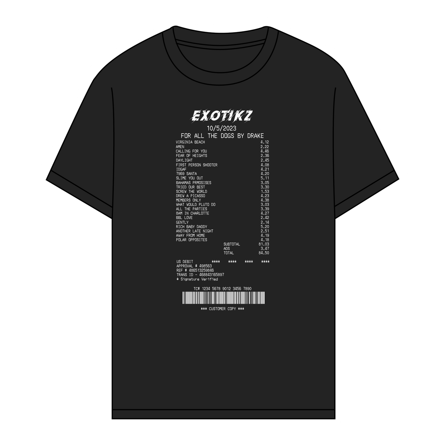 EXOTIKZ Album Receipt Graphic Tee