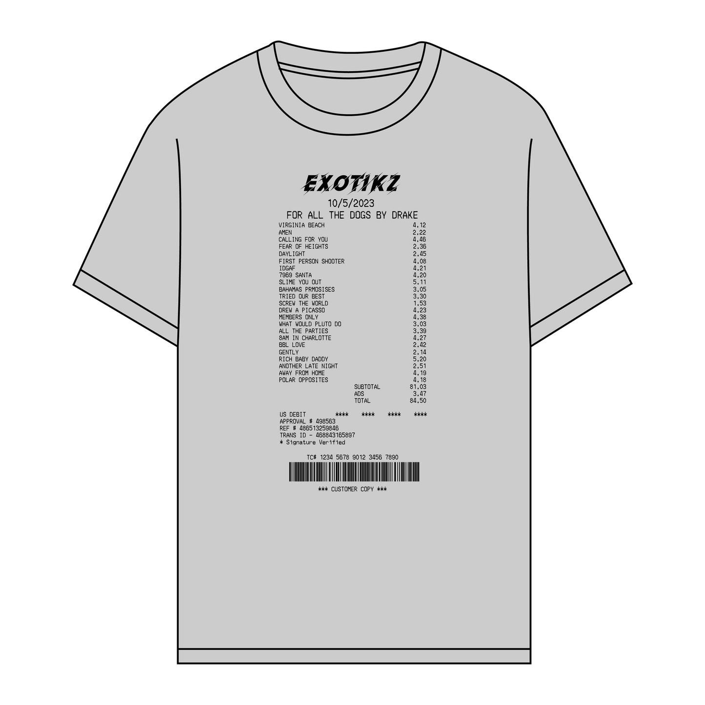 EXOTIKZ Album Receipt Graphic Tee