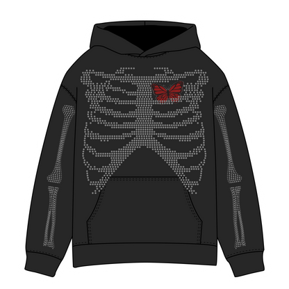 Skeleton Body w/ Butterfly Rhinestone Hoodie